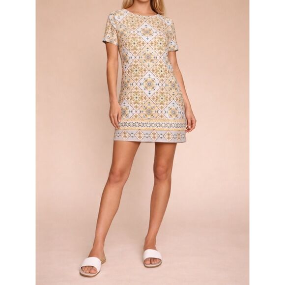 Lulu's Dresses & Skirts - Lulus Dandy Lion Yellow White Tile Print Mini Shift Dress Women’s Size Medium